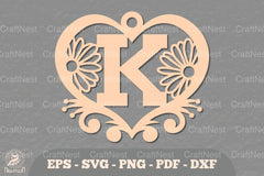 Flower Heart Alphabet Ornament - Letter K Clipart Bundle - CraftNest - Digital Crafting and Art