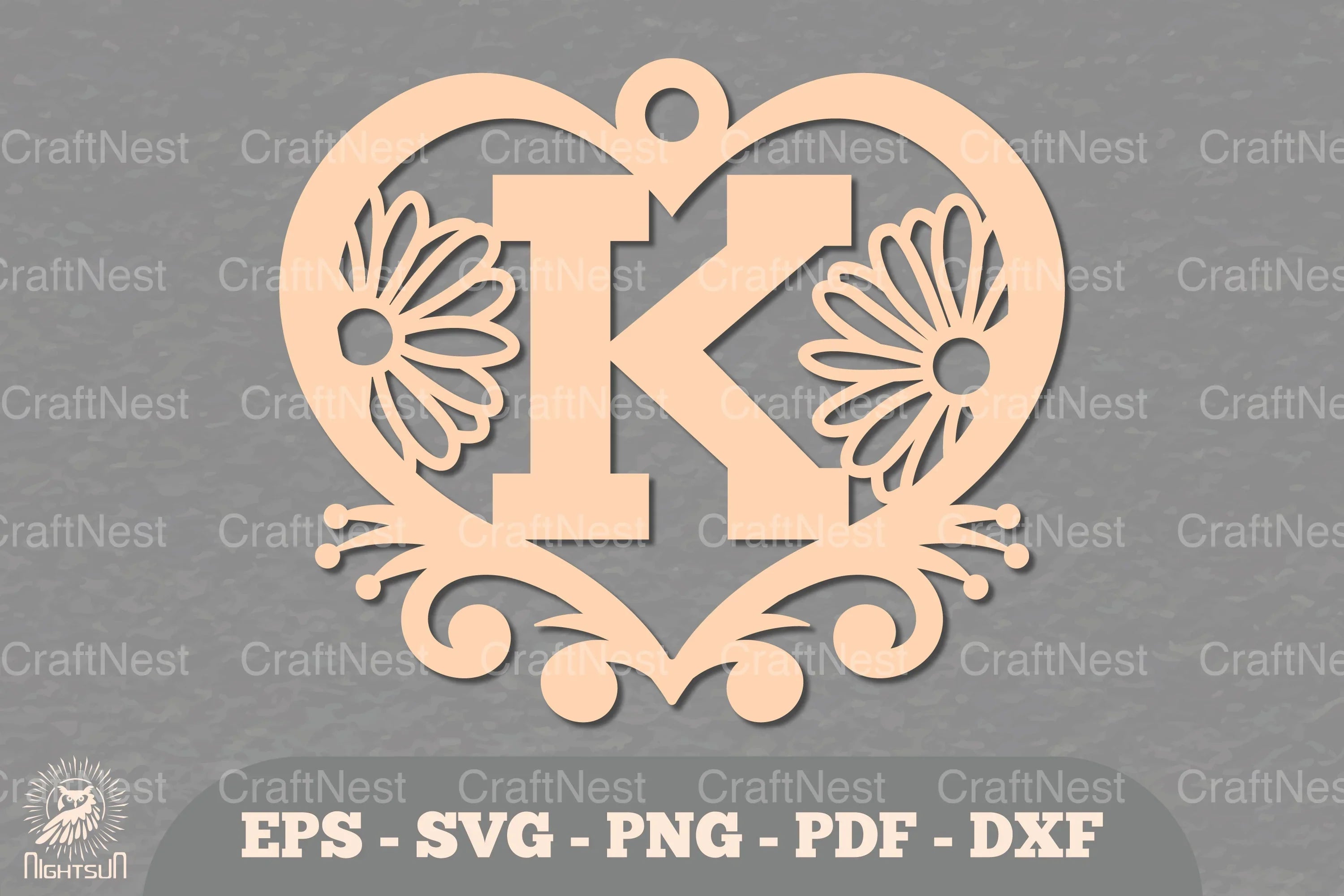 Flower Heart Alphabet Ornament - Letter K Clipart Bundle - CraftNest - Digital Crafting and Art