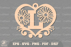 Flower Heart Alphabet Ornament - Letter L Clipart Bundle - CraftNest - Digital Crafting and Art