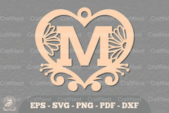 Flower Heart Alphabet Ornament - Letter M Clipart Bundle - CraftNest - Digital Crafting and Art