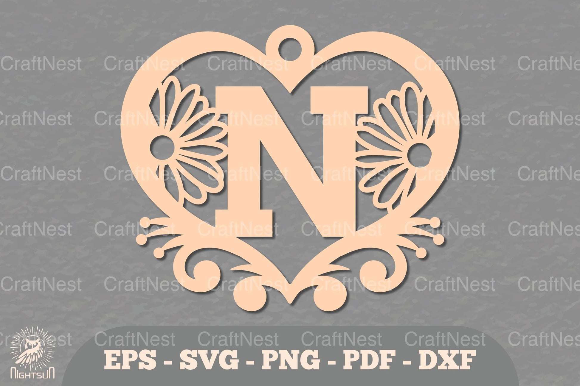 Flower Heart Alphabet Ornament - Letter N Clipart Bundle - CraftNest - Digital Crafting and Art
