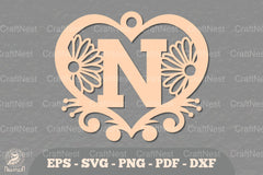 Flower Heart Alphabet Ornament - Letter N Clipart Bundle - CraftNest - Digital Crafting and Art