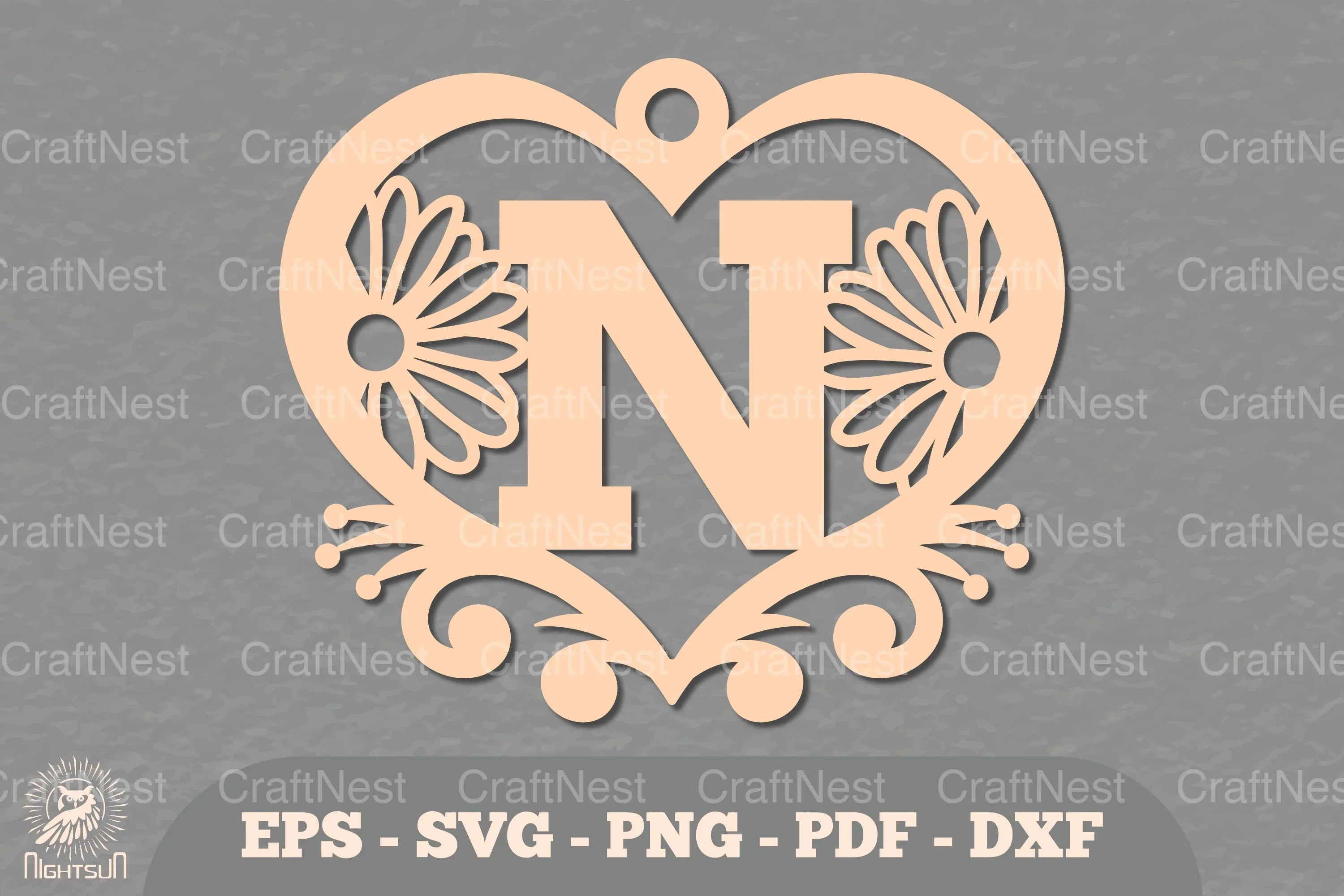 Flower Heart Alphabet Ornament - Letter N Clipart Bundle - CraftNest - Digital Crafting and Art