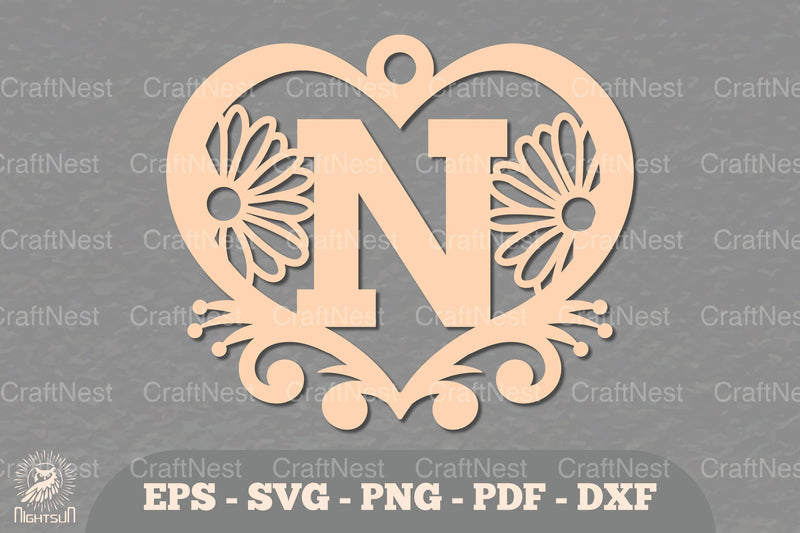 Flower Heart Alphabet Ornament - Letter N Clipart Bundle - CraftNest - Digital Crafting and Art