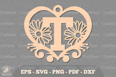 Flower Heart Alphabet Ornament - Letter T Clipart Bundle - CraftNest - Digital Crafting and Art