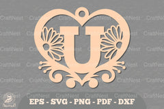Floral Heart Alphabet Ornament Letter U Clipart Bundle - CraftNest - Digital Crafting and Art