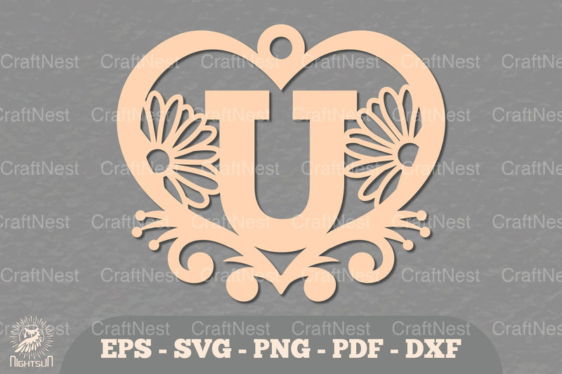Floral Heart Alphabet Ornament Letter U Clipart Bundle - CraftNest - Digital Crafting and Art