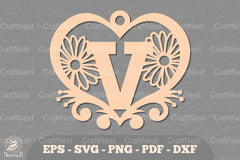 Flower Heart Alphabet Ornament - Letter V Clipart Bundle - CraftNest - Digital Crafting and Art