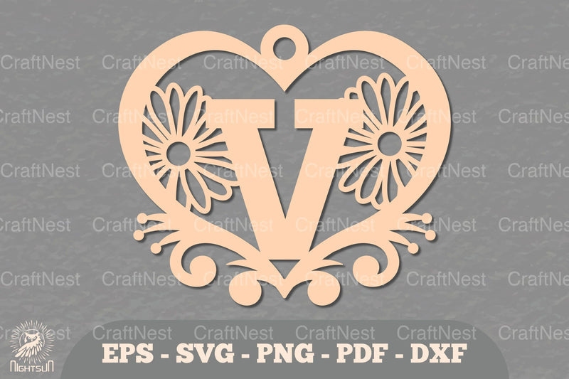 Flower Heart Alphabet Ornament - Letter V Clipart Bundle - CraftNest - Digital Crafting and Art