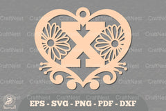 Flower Heart Alphabet Ornament Letter X Clipart Bundle - CraftNest - Digital Crafting and Art
