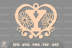 Floral Heart Alphabet Ornament Letter Y Clipart Bundle - CraftNest - Digital Crafting and Art