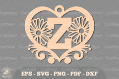 Flower Heart Alphabet Ornament - Letter Z Clipart Bundle - CraftNest - Digital Crafting and Art