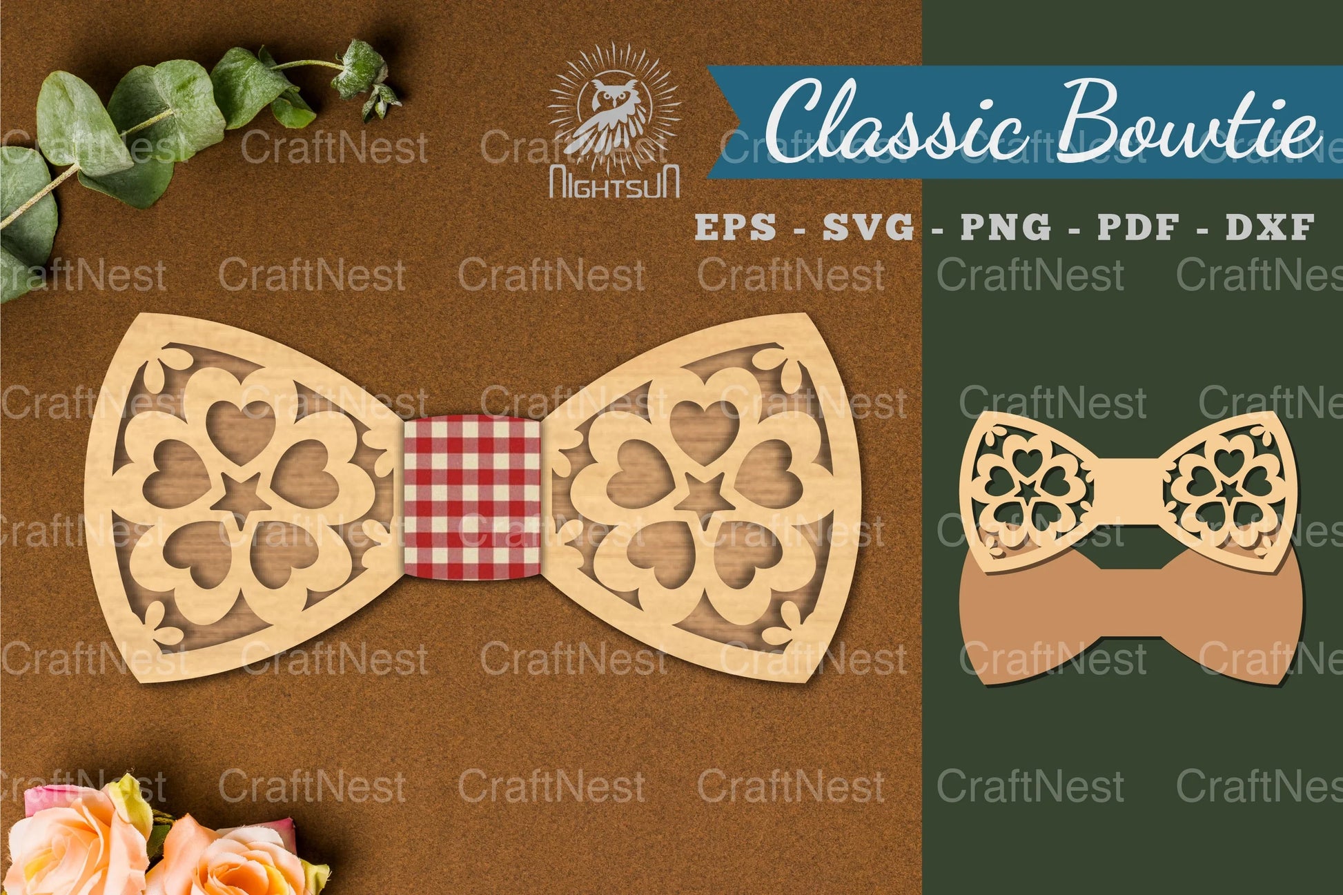 Flower Heart Laser Cut Bowtie Clipart Bundle - CraftNest - Digital Crafting and Art