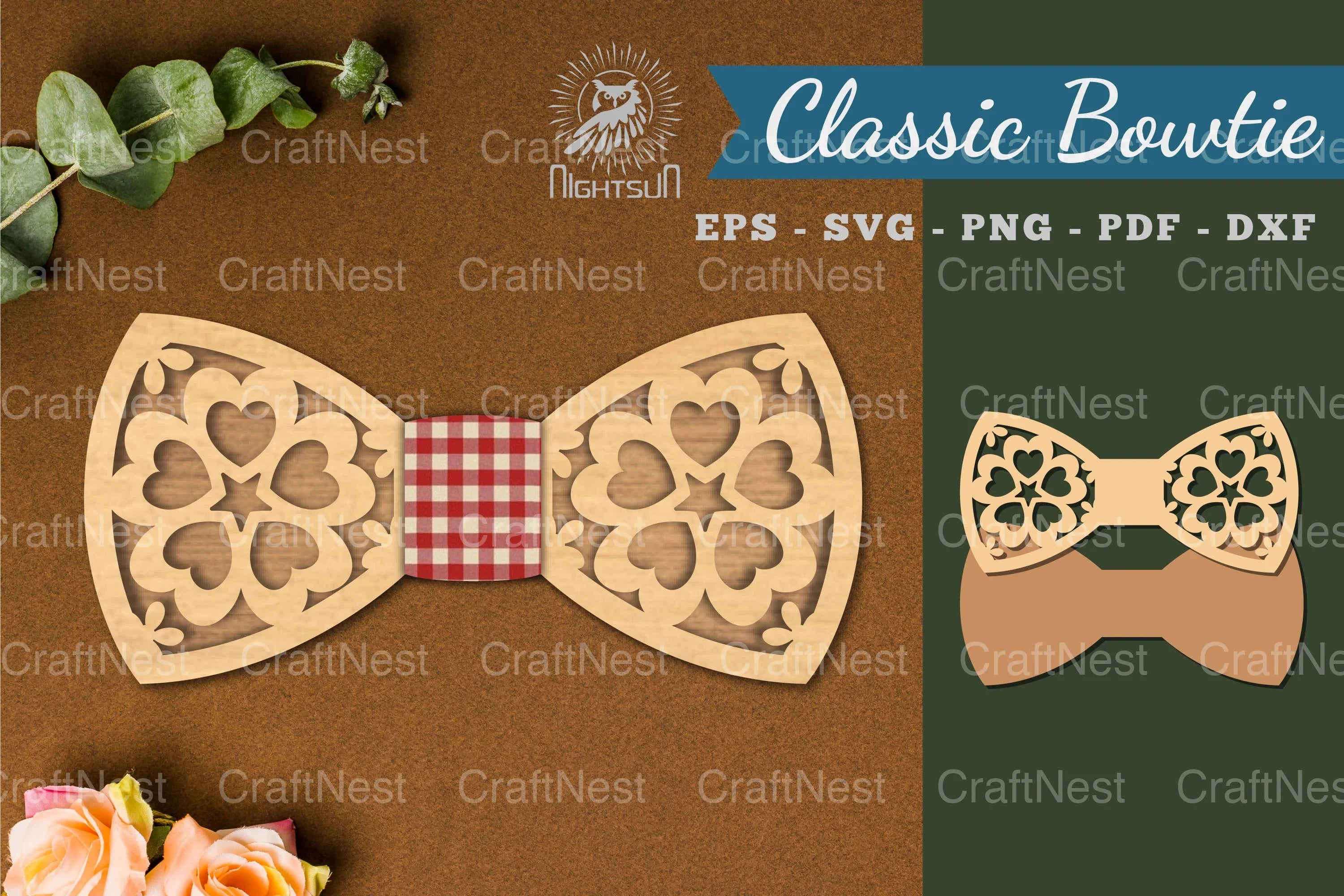 Flower Heart Laser Cut Bowtie Clipart Bundle - CraftNest - Digital Crafting and Art