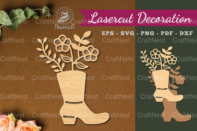 Flower in Boots Laser Cut Decoration Clipart Bundle - CraftNest - Digital Crafting and Art