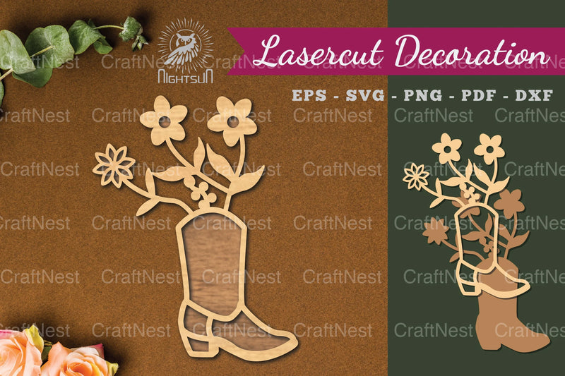 Flower in Boots Laser Cut Decoration Clipart Bundle - CraftNest - Digital Crafting and Art