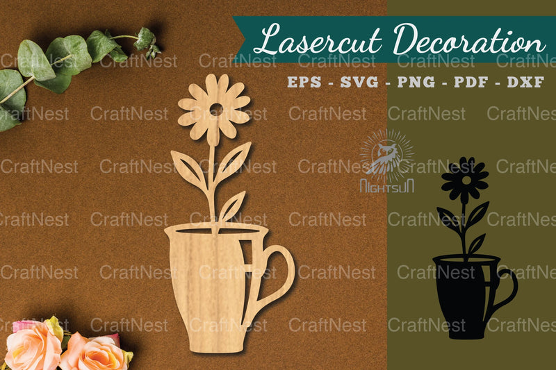 Floral Cup Lasercut Decoration SVG Bundle - CraftNest - Digital Crafting and Art