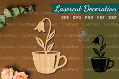 Flower in Cup Lasercut Decoration Clipart Bundle - CraftNest - Digital Crafting and Art