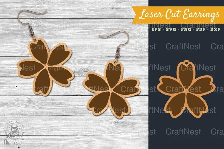 Flower Laser Cut Earring SVG Bundle - CraftNest - Digital Crafting and Art