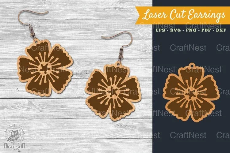 Flower Laser Cut Earring SVG Bundle - CraftNest - Digital Crafting and Art