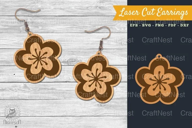 Flower Laser Cut Earring SVG Bundle - CraftNest - Digital Crafting and Art