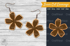 Flower Laser Cut Earring SVG Bundle - CraftNest - Digital Crafting and Art