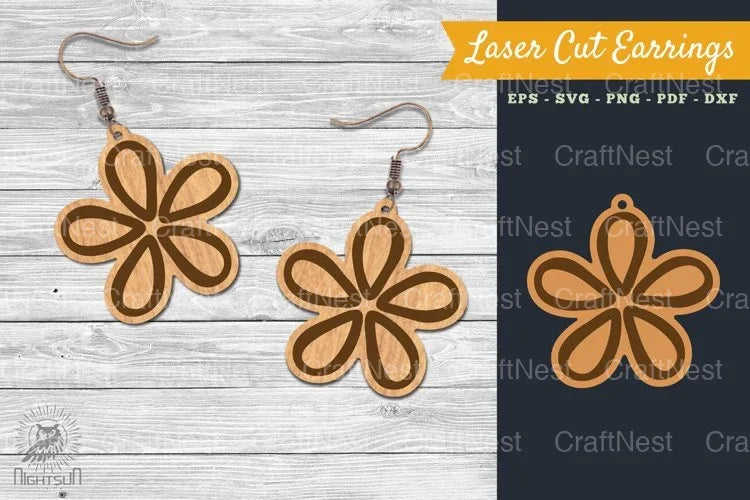 Flower Laser Cut Earring SVG Bundle - CraftNest - Digital Crafting and Art