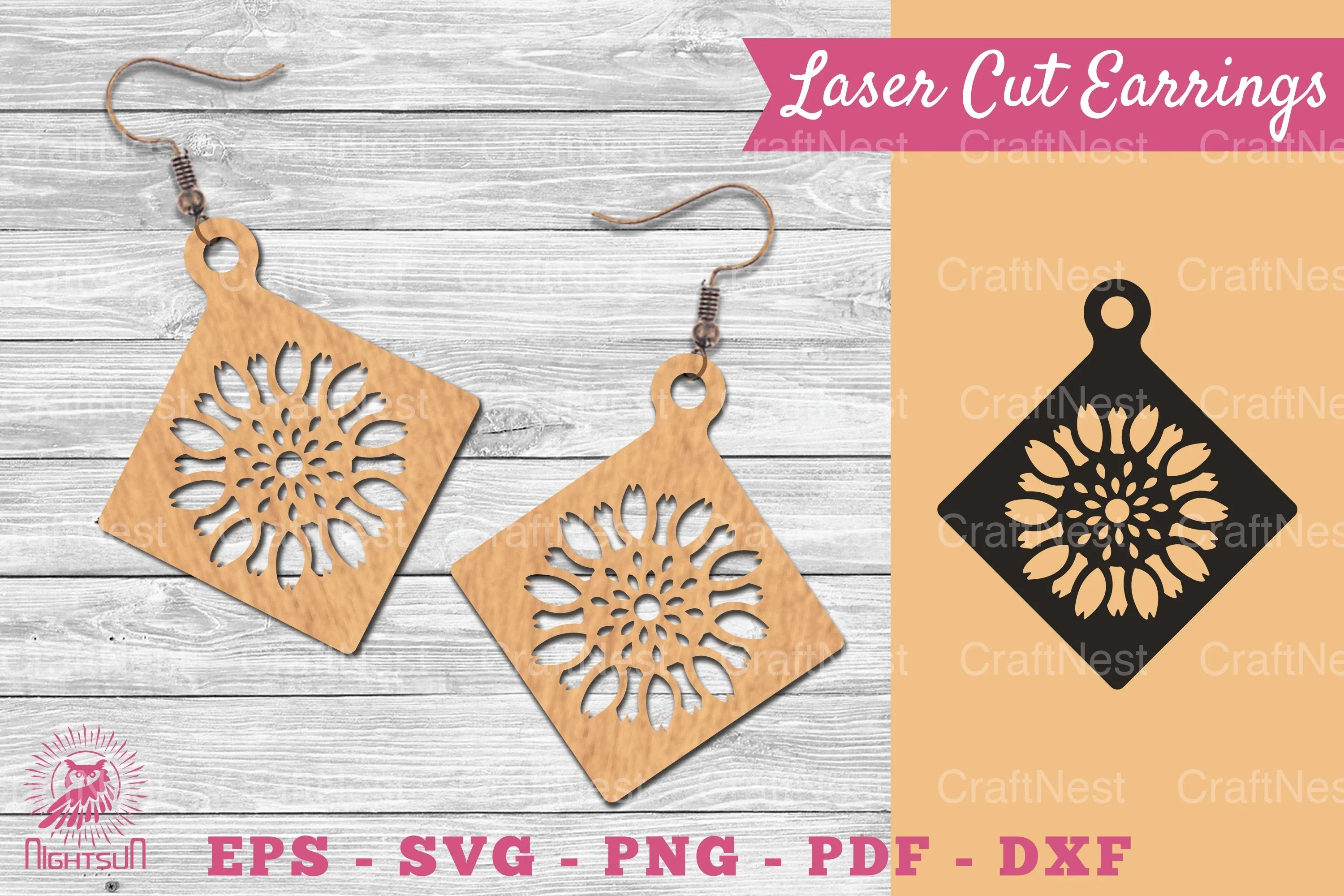Flower Laser Cut Earrings SVG Bundle - CraftNest - Digital Crafting and Art