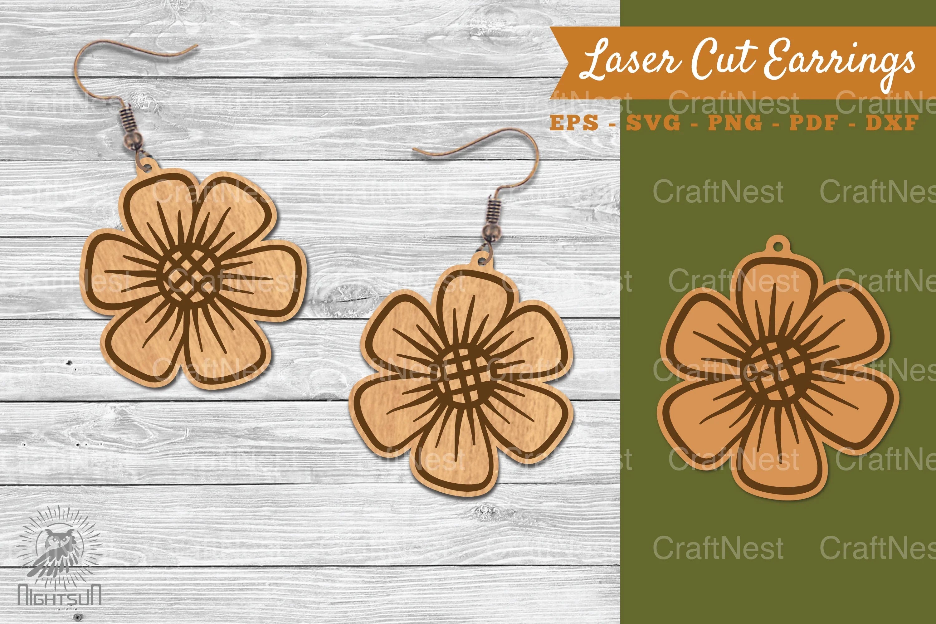 Flower Laser Cut Earrings SVG Bundle - CraftNest - Digital Crafting and Art