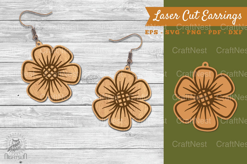 Flower Laser Cut Earrings SVG Bundle - CraftNest - Digital Crafting and Art