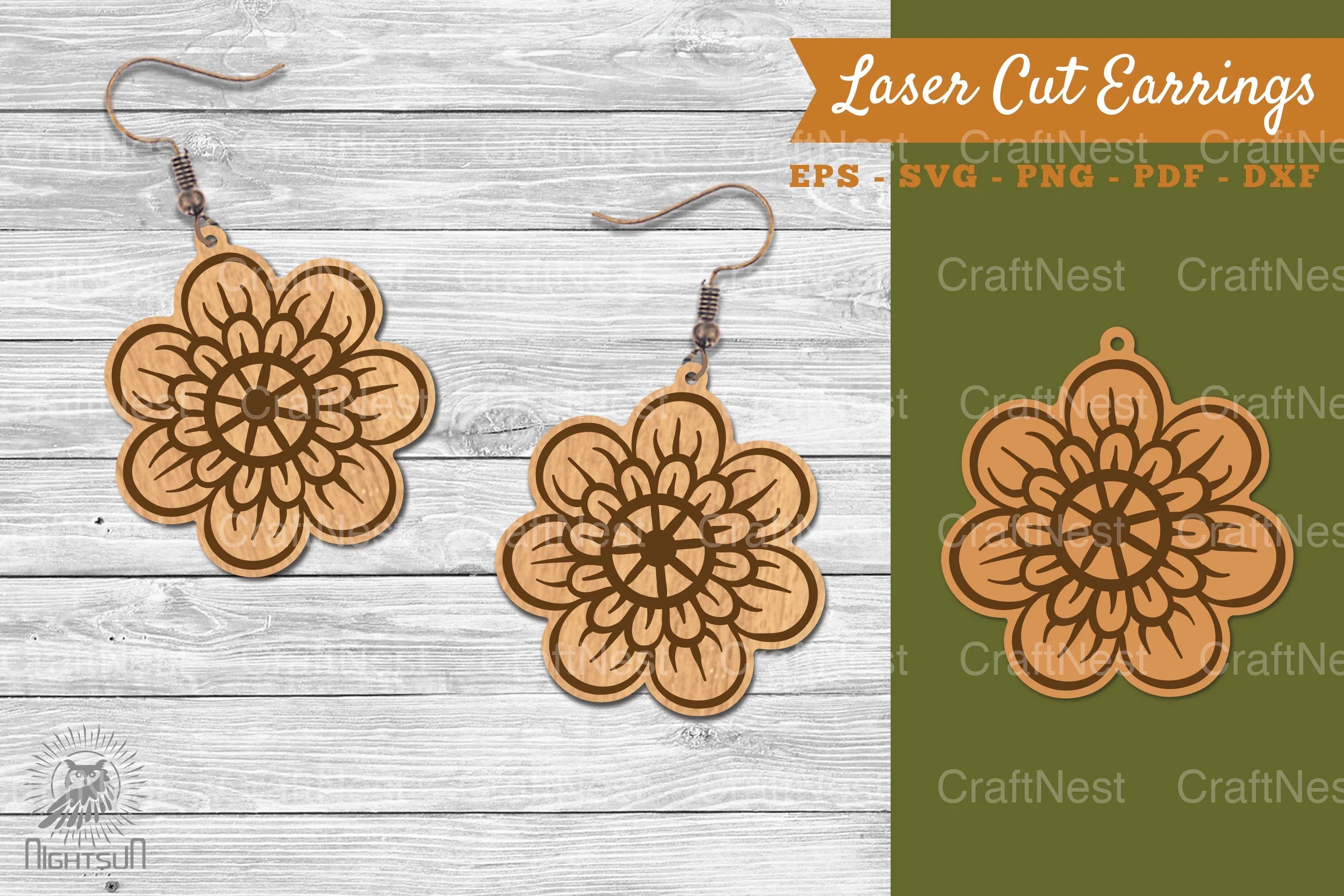 Flower Laser Cut Earrings SVG Bundle - CraftNest - Digital Crafting and Art