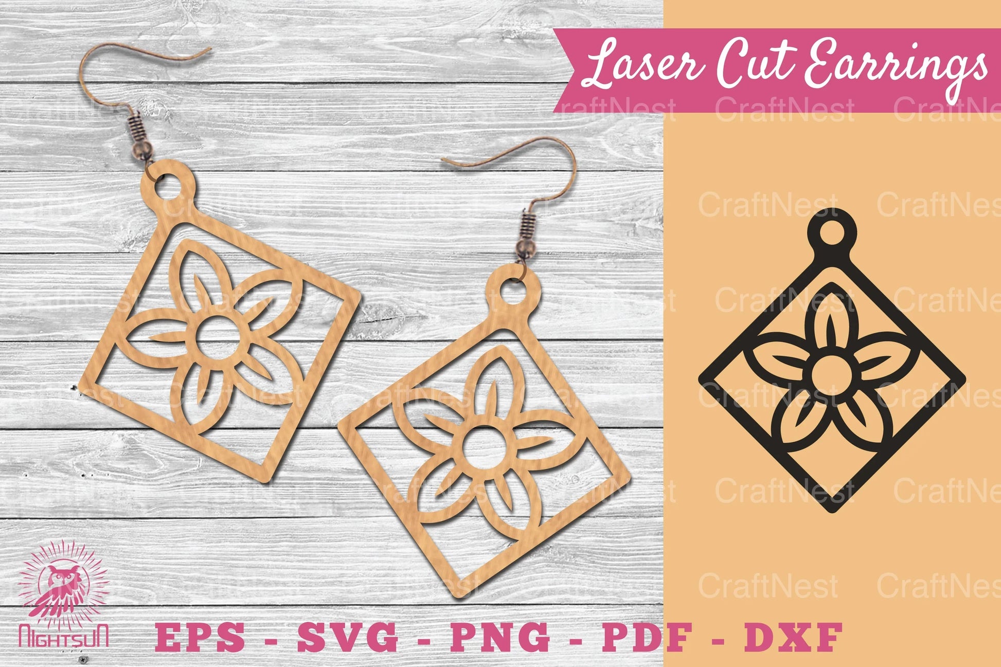 Flower Laser Cut Earrings SVG Bundle - CraftNest - Digital Crafting and Art