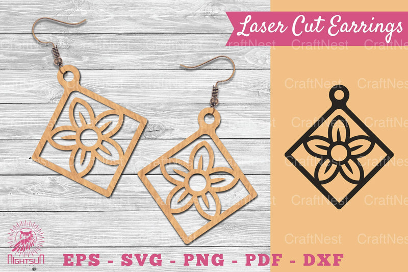 Flower Laser Cut Earrings SVG Bundle - CraftNest - Digital Crafting and Art