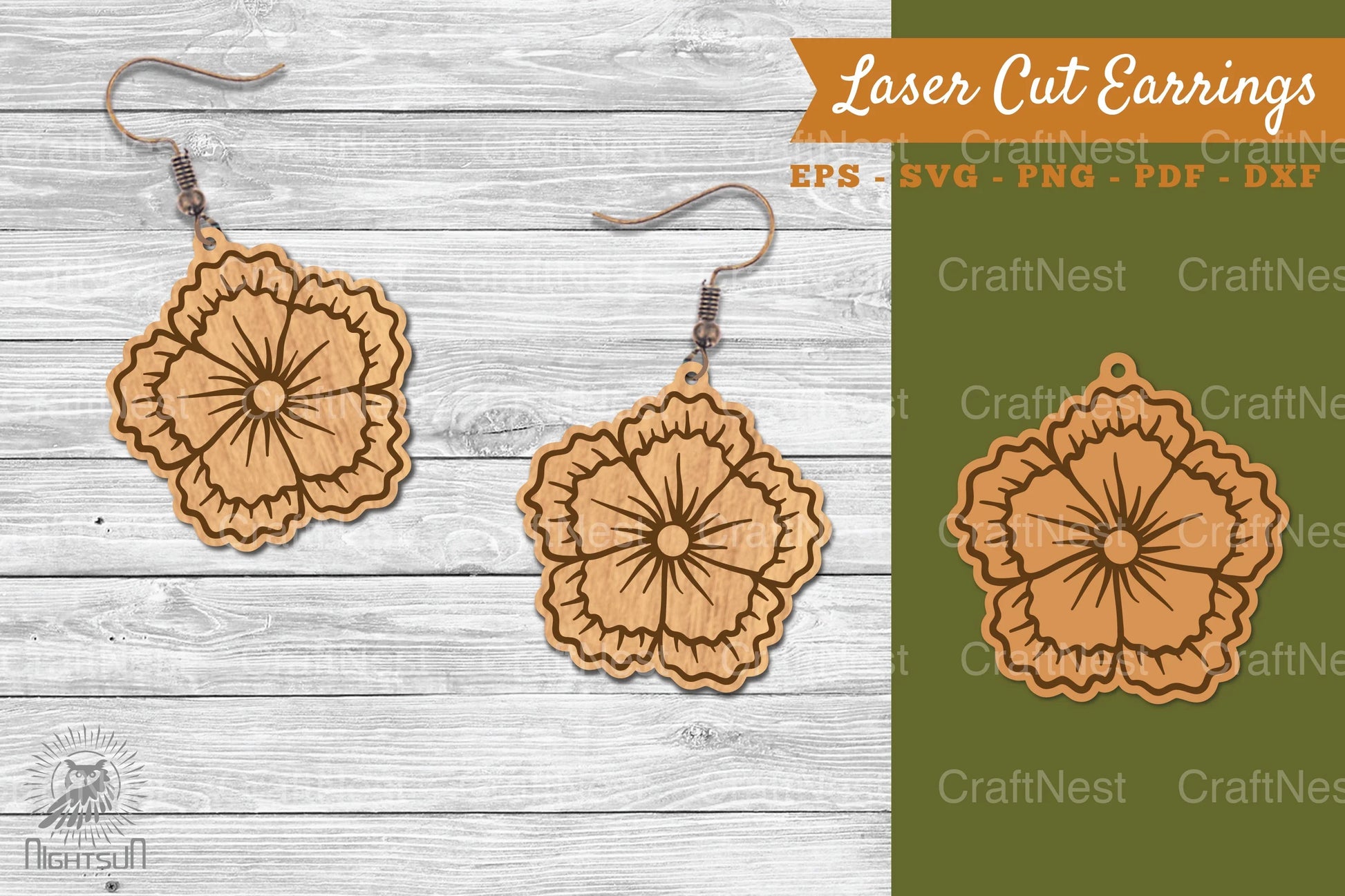Flower Laser Cut Earrings SVG Bundle - CraftNest - Digital Crafting and Art