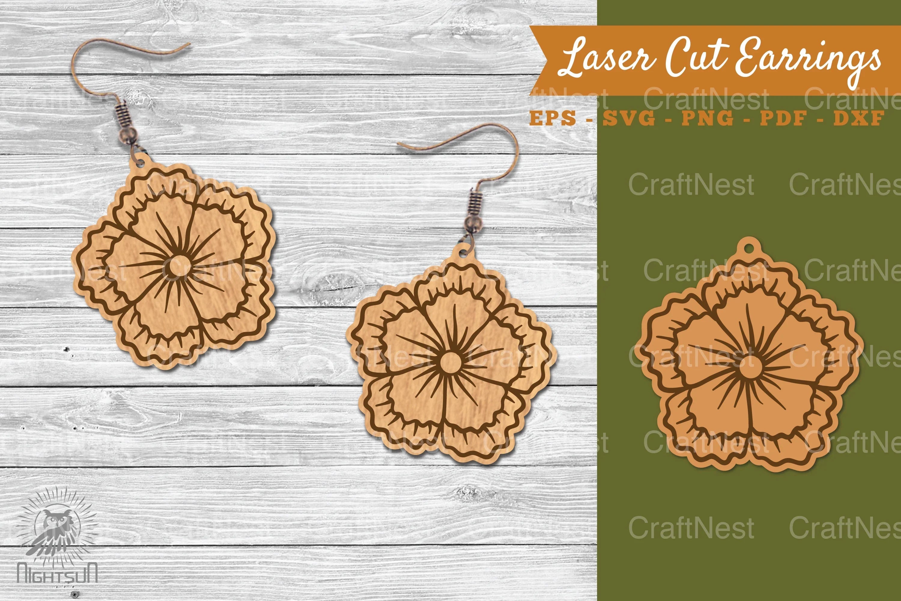 Flower Laser Cut Earrings SVG Bundle - CraftNest - Digital Crafting and Art