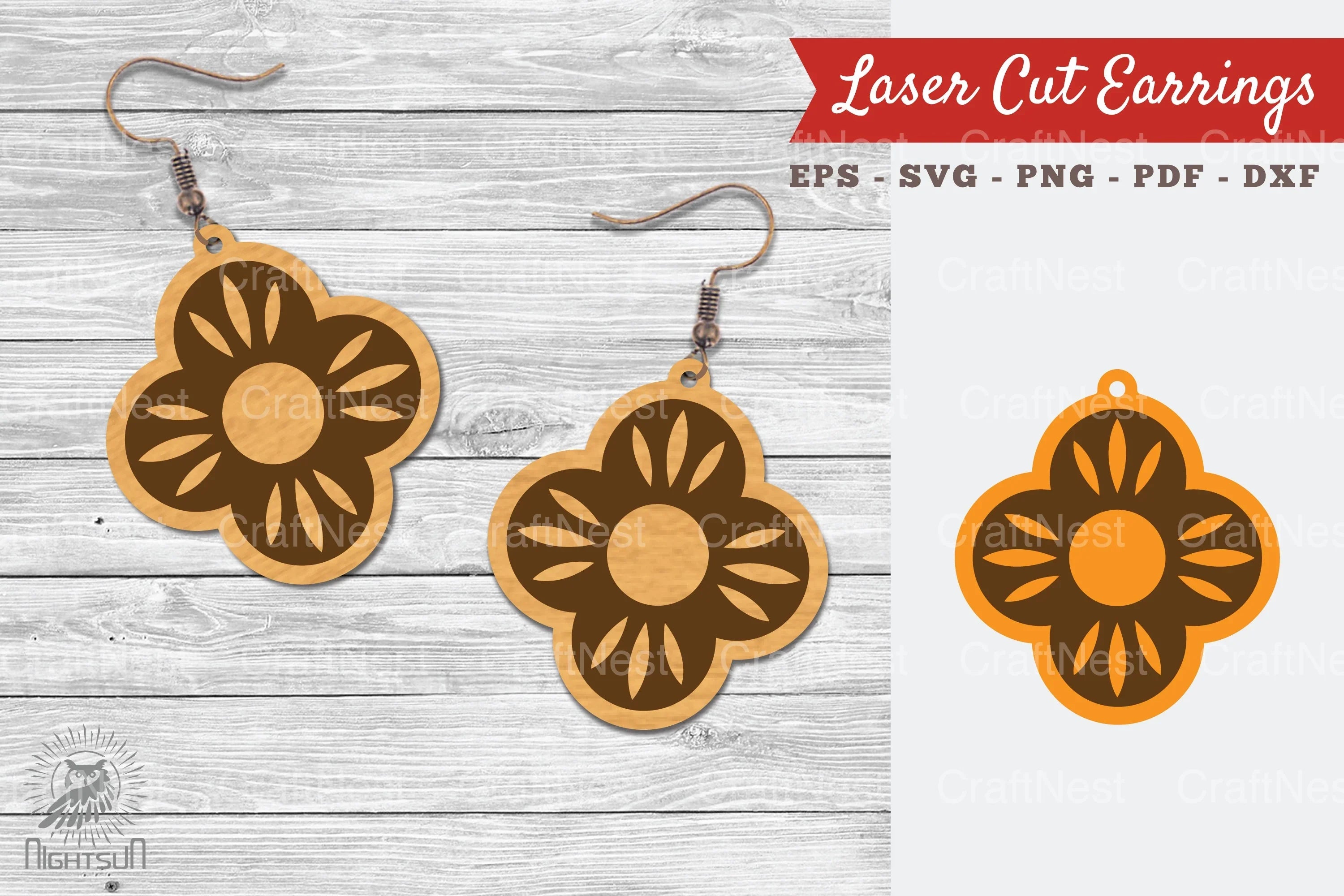 Flower Laser Cut Earrings SVG Bundle - CraftNest - Digital Crafting and Art
