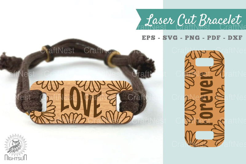 Flower Love Laser Cut Bracelet SVG Bundle - CraftNest - Digital Crafting and Art