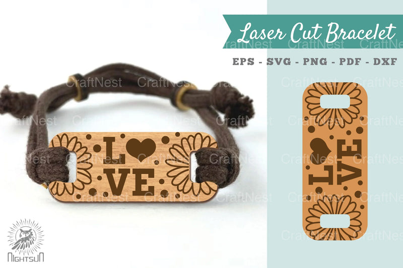 Flower Love Laser Cut Bracelet SVG Bundle - CraftNest - Digital Crafting and Art