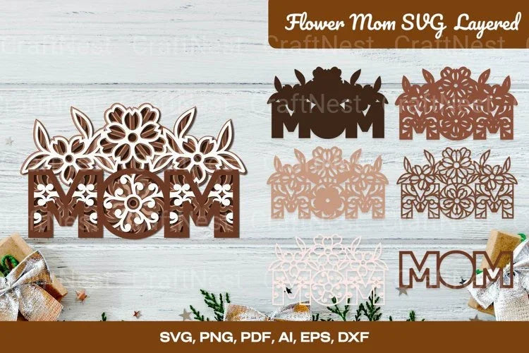 Flower Mom Layered 3D Laser Cut SVG Bundle - CraftNest - Digital Crafting and Art