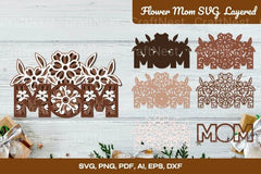 Flower Mom Layered 3D Laser Cut SVG Bundle - CraftNest - Digital Crafting and Art
