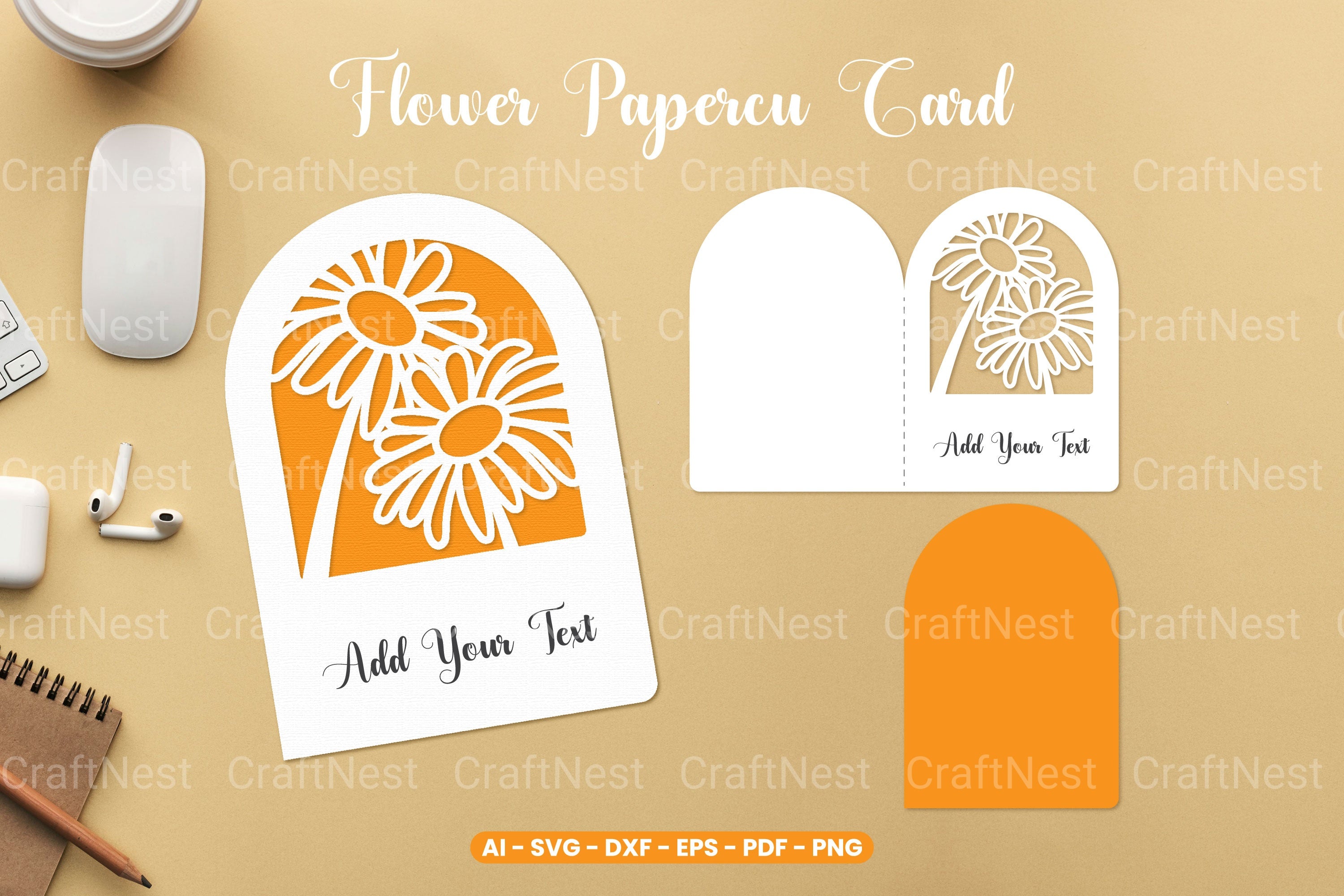 Flower Papercut Card SVG Bundle Clipart