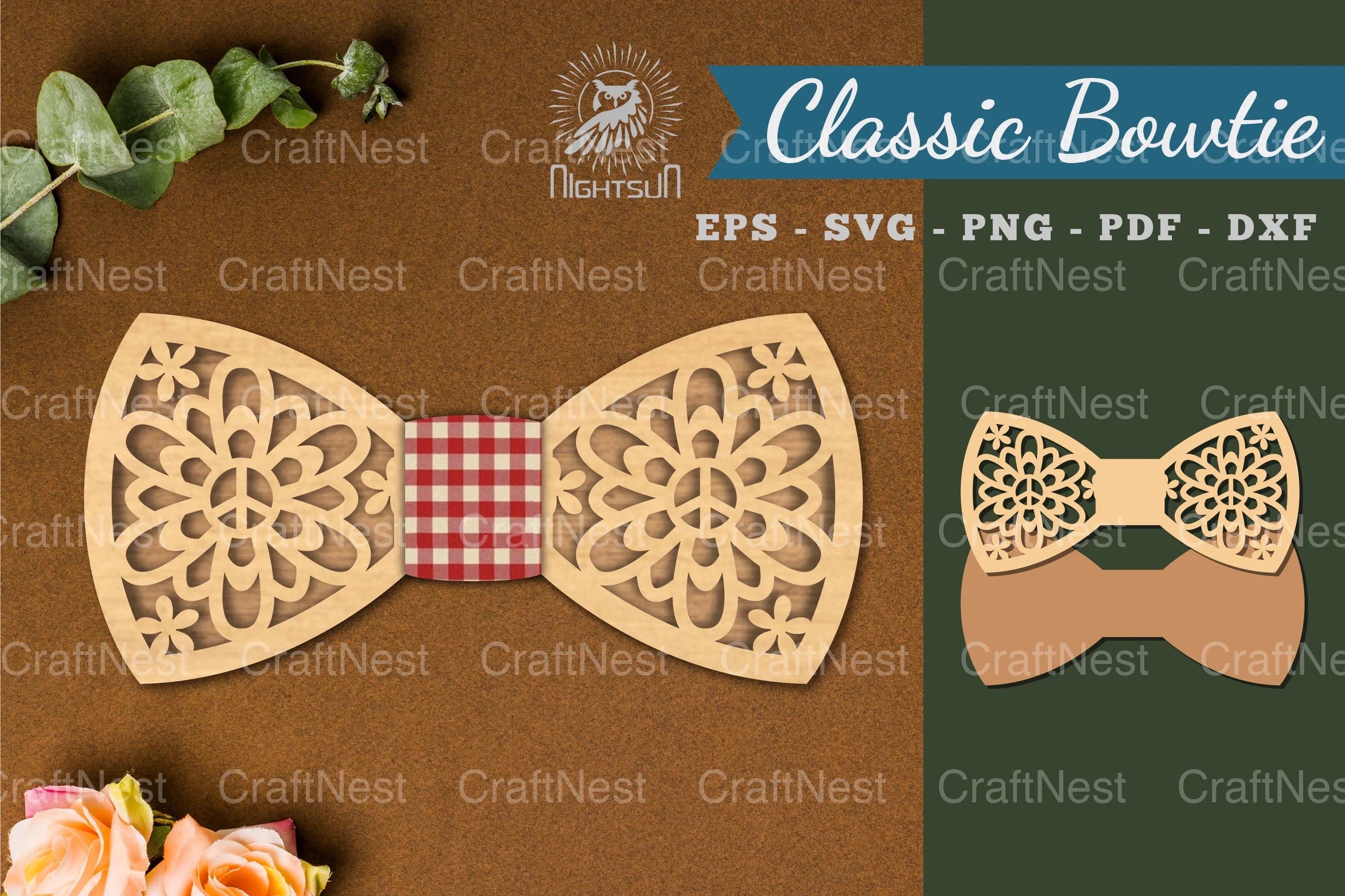 Flower Peace Laser Cut Bowtie Clipart Bundle - CraftNest - Digital Crafting and Art