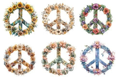 Flower Peace Sign Clipart Bundle - CraftNest - Digital Crafting and Art