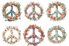 Flower Peace Sign Clipart Bundle - CraftNest - Digital Crafting and Art