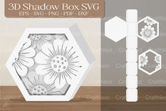 Flower Shape Hexagon Shadow Box Clipart Bundle - CraftNest - Digital Crafting and Art