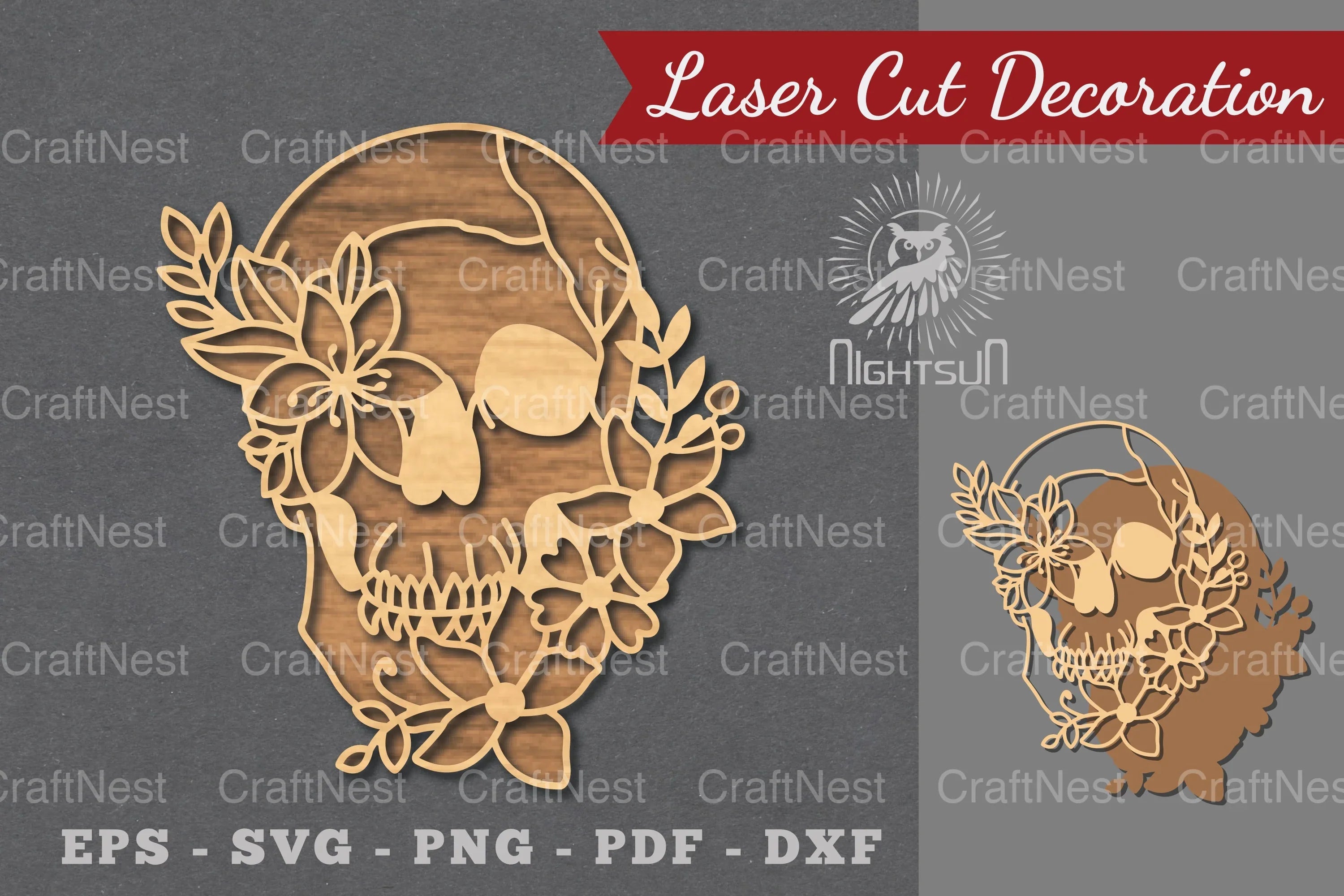 Flower Skull Laser Cut Decoration Clipart Bundle - CraftNest - Digital Crafting and Art
