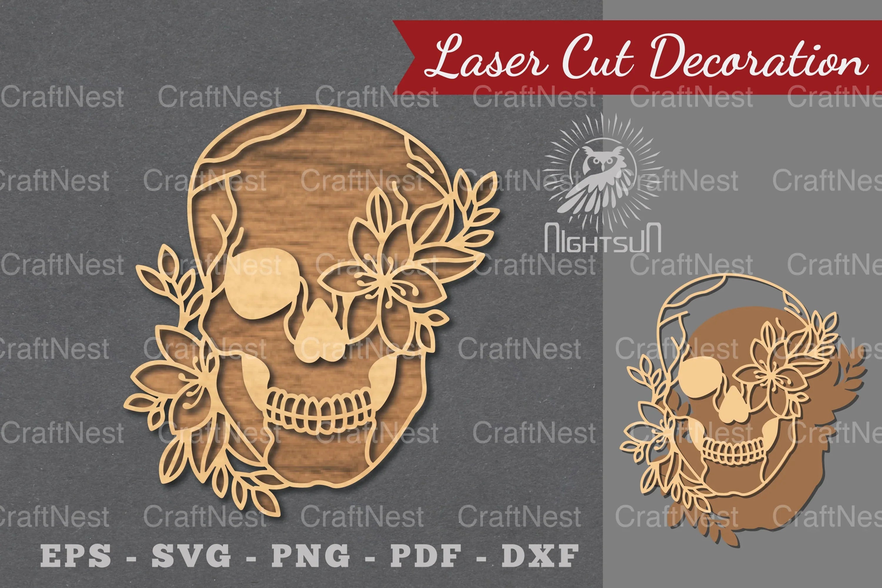 Flower Skull Laser Cut Decoration Clipart Bundle - CraftNest - Digital Crafting and Art