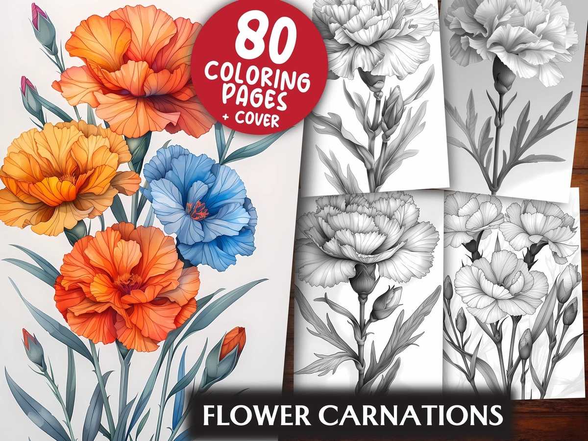 Flower Carnations Coloring Books - CraftNest