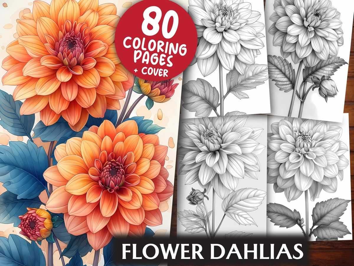 Flower Dahlias Coloring Books - CraftNest