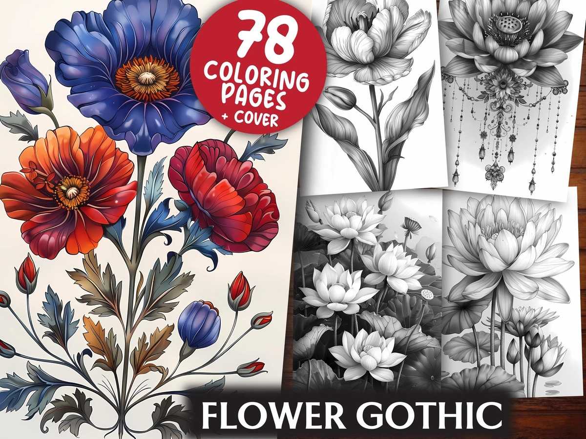 Flower Gothic Coloring Books - CraftNest